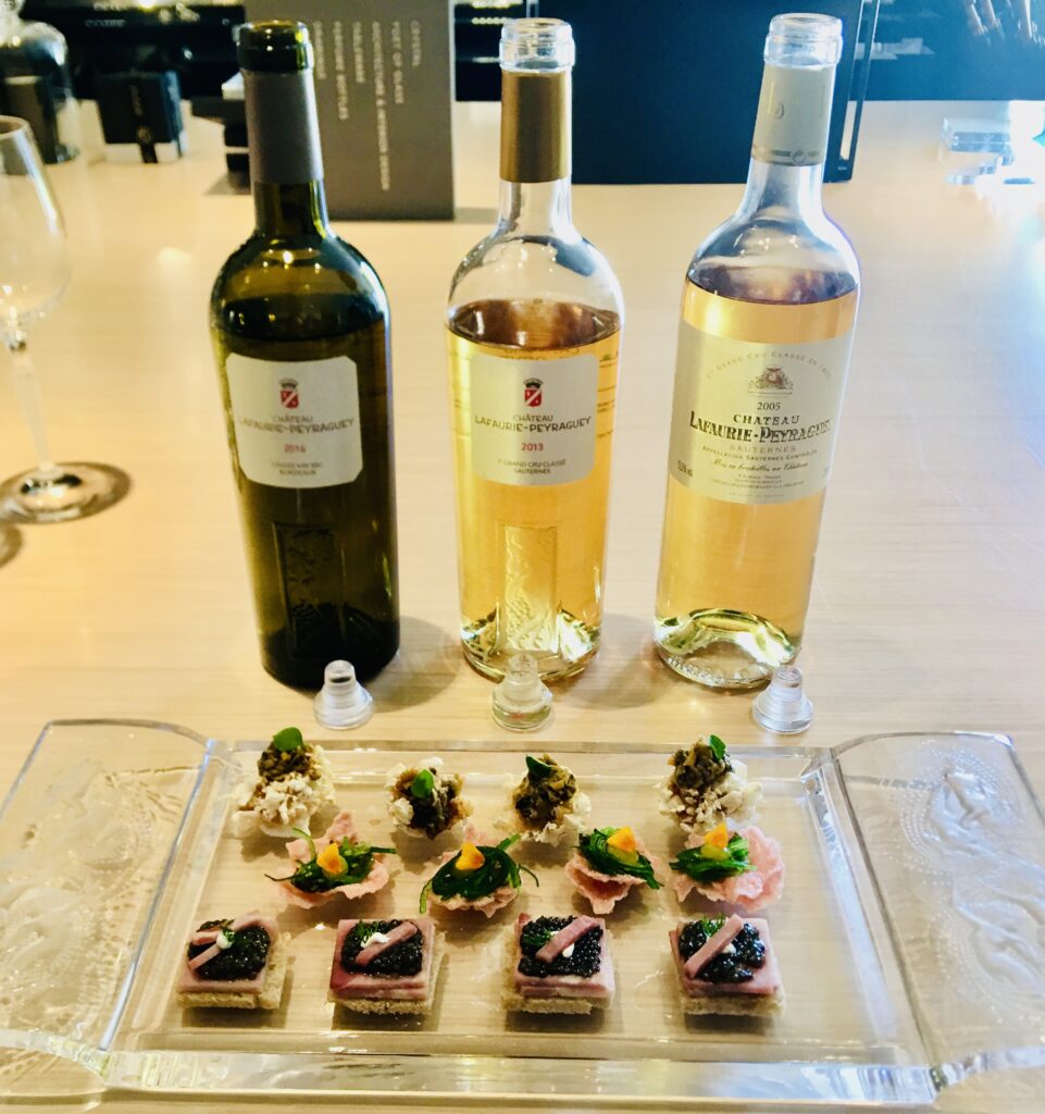 White Bordeaux wine paired with little bites of food